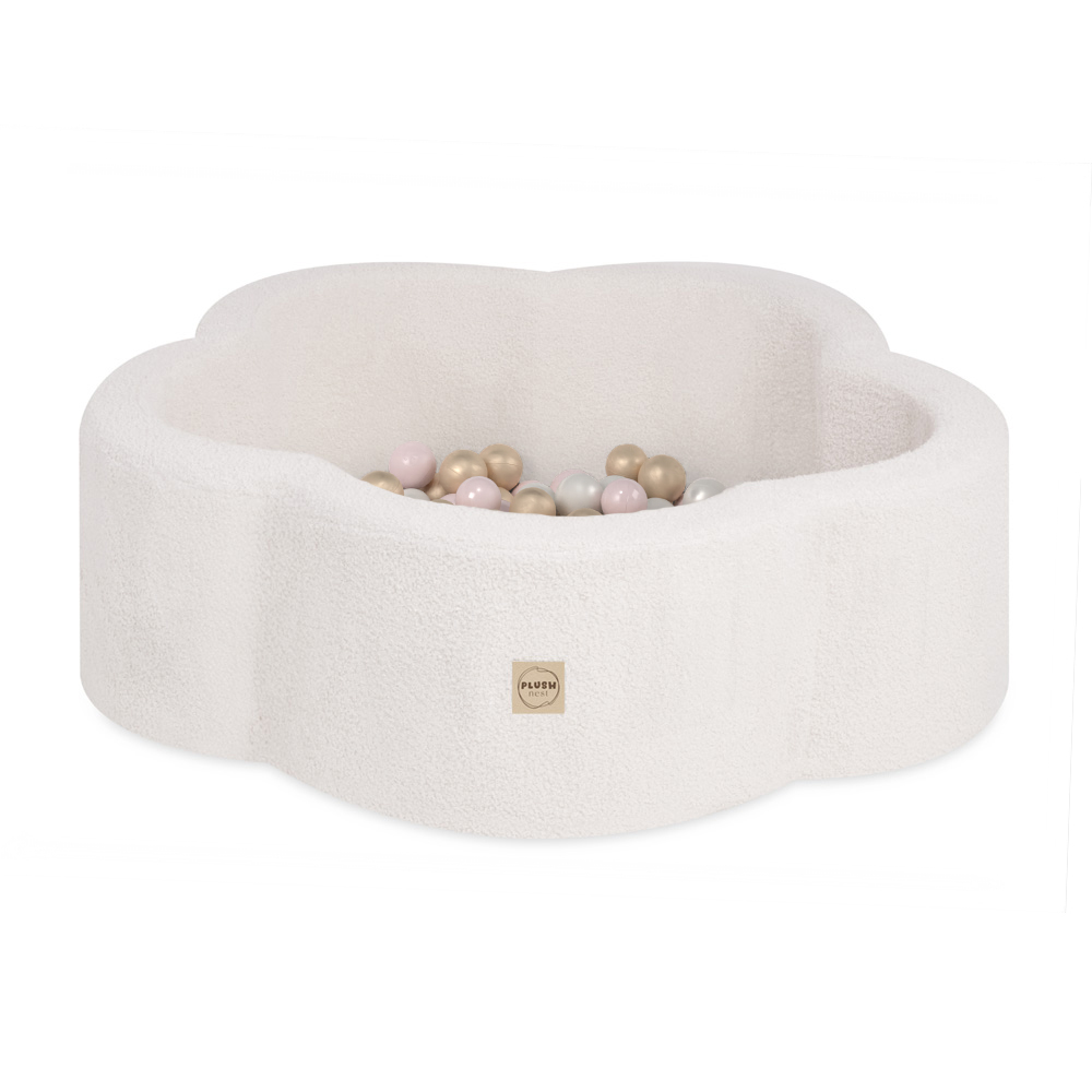 PLUSH NEST PLUSH NEST Suchý bazén Květinová zóna 95 × 30 cm krémový beránek s 200 míčky