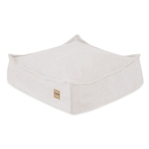 PLUSH NEST PLUSH NEST Podlahový puf čtvercový Krémový beránek 60 × 60 cm