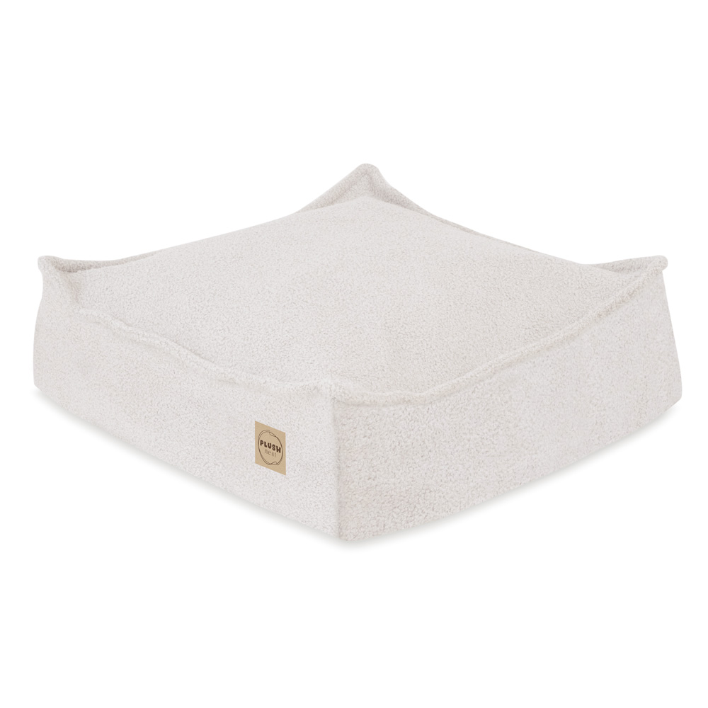 PLUSH NEST PLUSH NEST Podlahový puf čtvercový Krémový beránek 60 × 60 cm