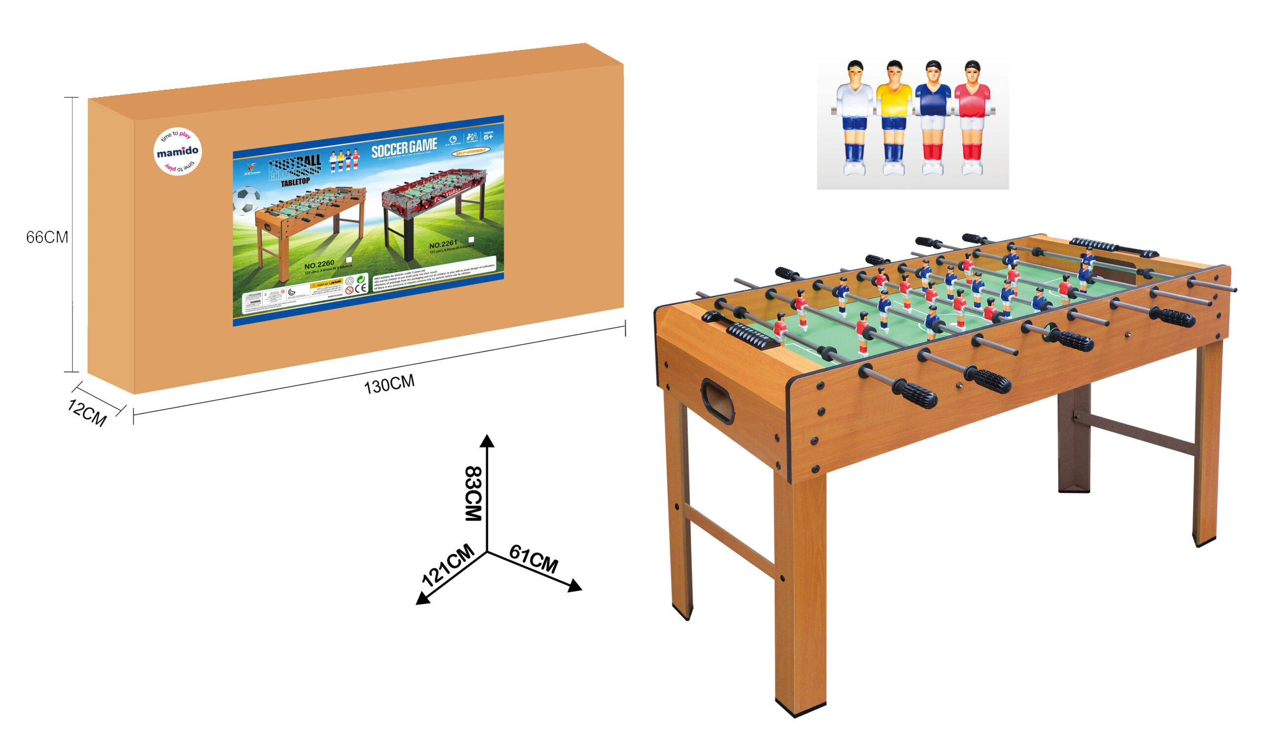 Mamido Dřevěný dětský stolní fotbálek 121×61×83 cm pro větší děti