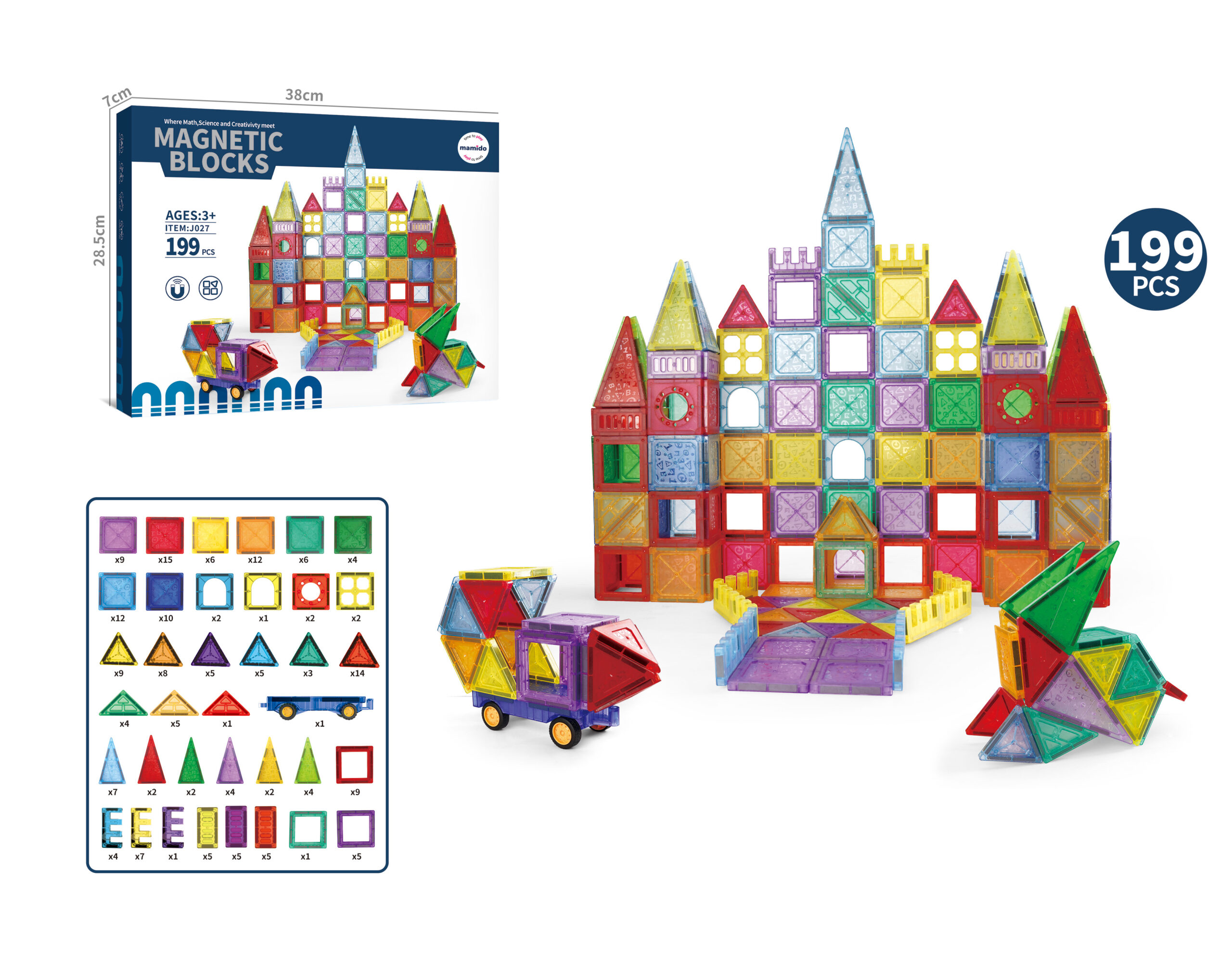 Mamido Magnetická stavebnice 199 dílů Alphabet Windows XXL