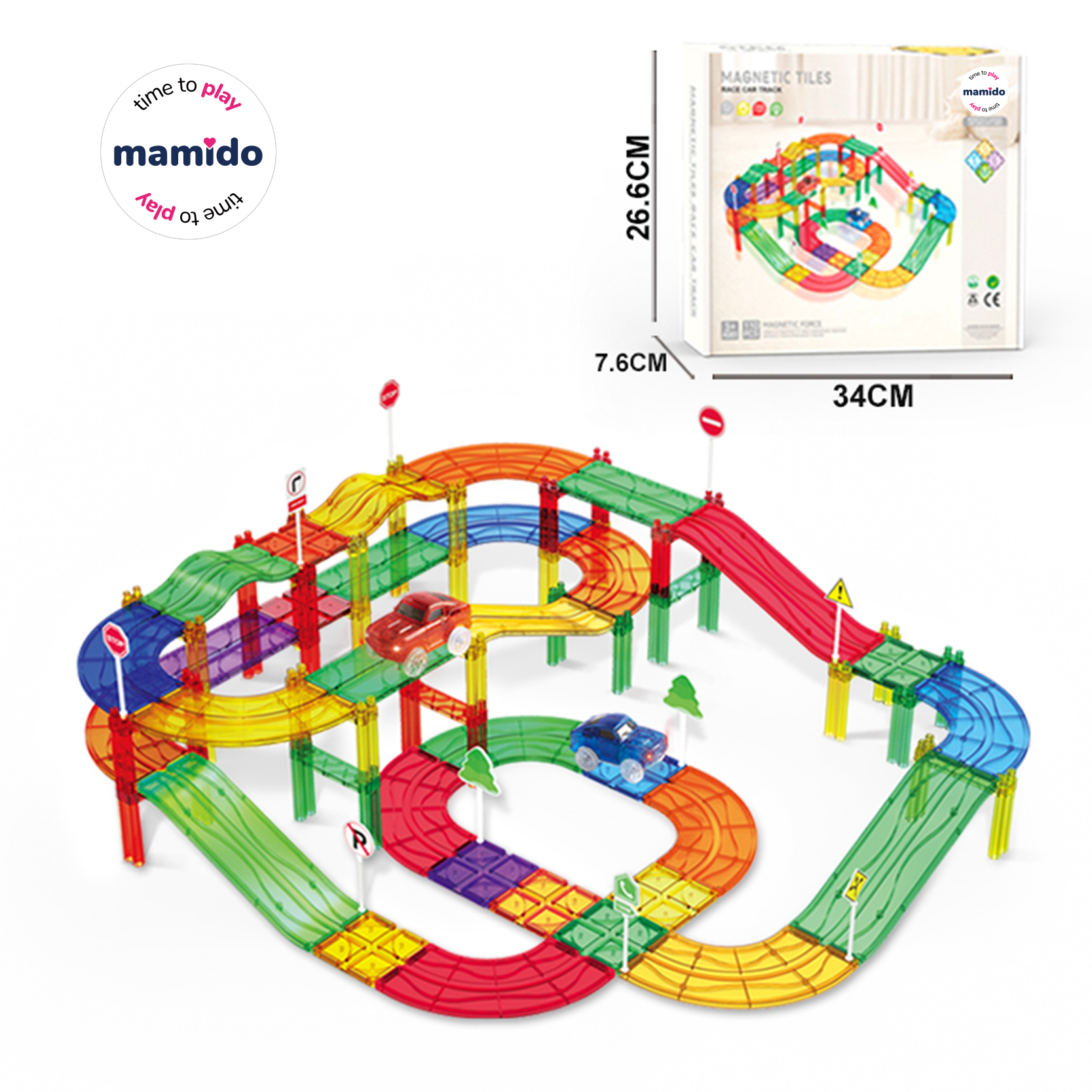Mamido Magnetická stavebnice závodní dráha 185 dílů MT1499