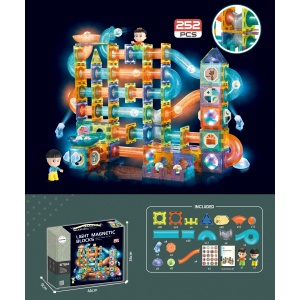 Mamido Magnetická svítící stavebnice kuličková dráha 252 dílů XXL