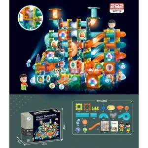 Magnetická svítící stavebnice kuličková dráha 292 dílů Maxi XXL