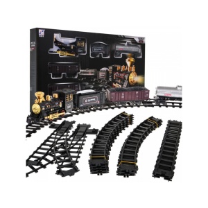 Velká vláčkodráha s parní lokomotivou a 4 vagóny