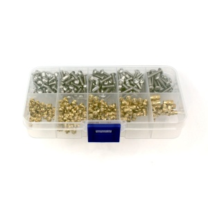 Sada mosazných závitových vložek a šroubů - 320ks, M3 v různých délkách