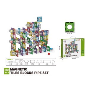 Barevná magnetická stavebnice kuličková dráha 208 dílů MT1466