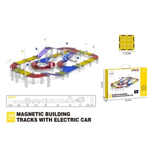 Magnetická stavebnice závodní dráha s elektrickým autíčkem 298 dílů Ultra XXL MT1474