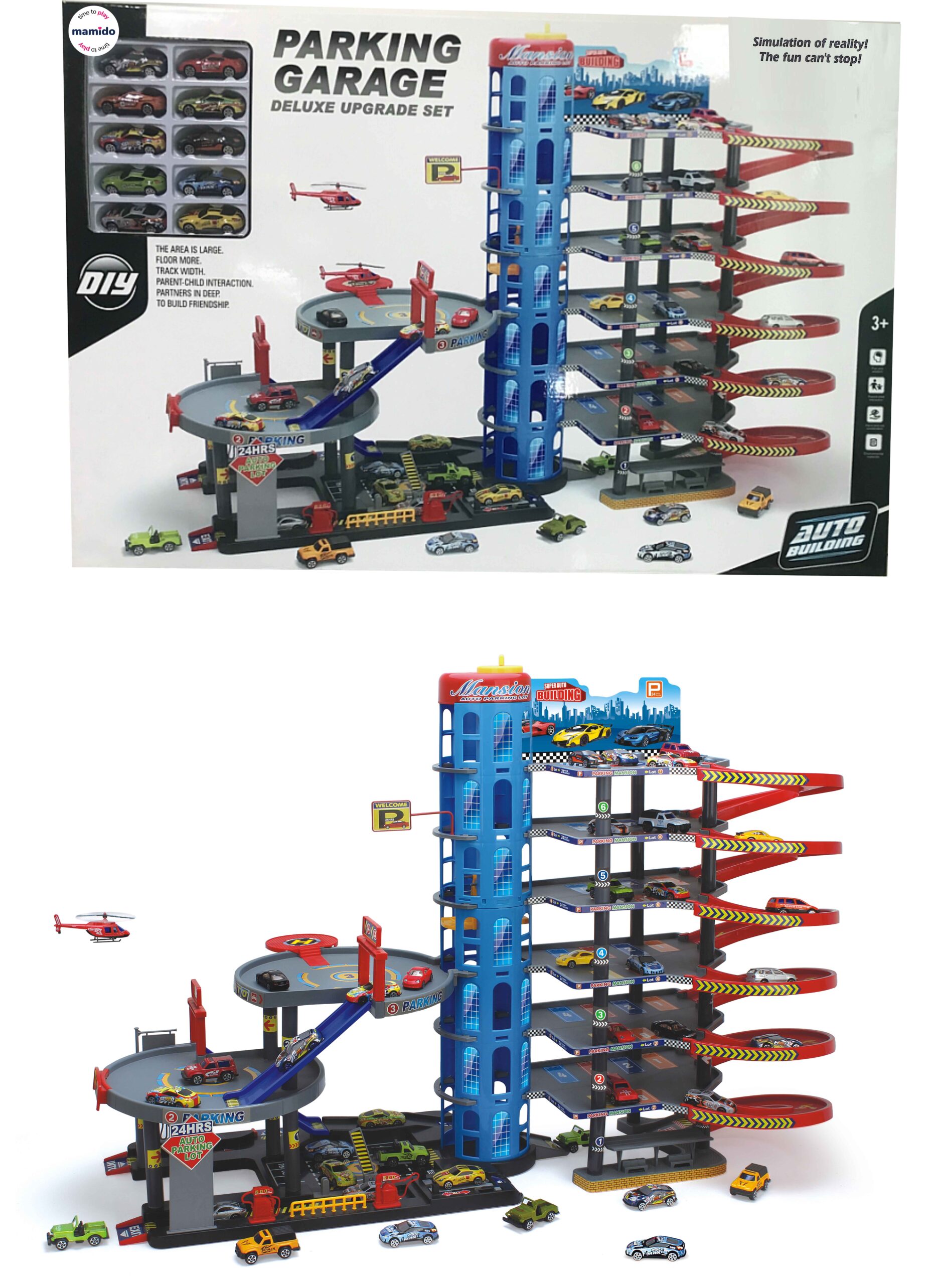 Velká parkovací garáž s výhem a autíčky Mega XXL MT1171