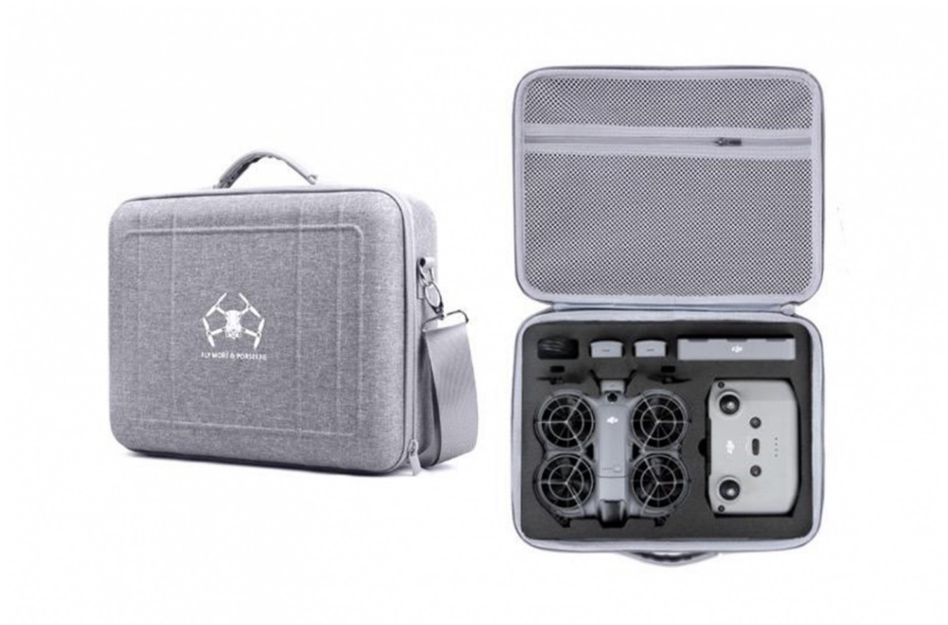 Šedé velké nylonové pouzdro přes rameno pro dron DJI Neo 2 (DJI RC-N3) 1DJ8286