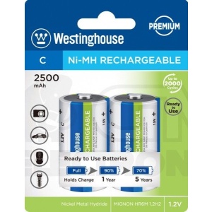 Westinghouse Premium akumulátor C 2500mAh - Malý, 2 kusy, 1,2V
