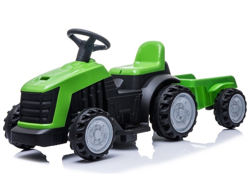 Dětský elektrický traktor s vlečkou zelený