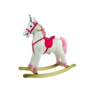 Houpací kůň jednorožec bílo-růžový