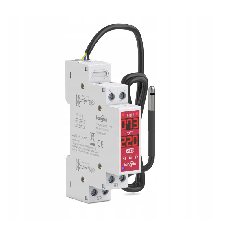 Dvoukanálový AC DC WiFi relé regulátor vlhkosti a teploty TUYA