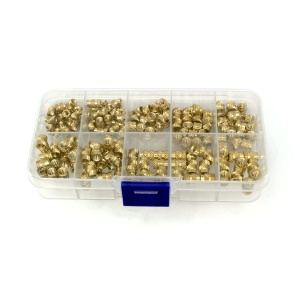 Sada mosazných závitových zápustných vložek - 170ks, M3 a M4 v různých délkách
