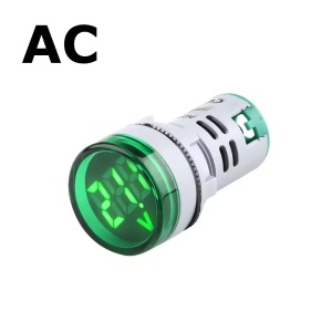 Panelový voltmetr pro AC napětí 60-500V, kulatý 22mm - Zelený