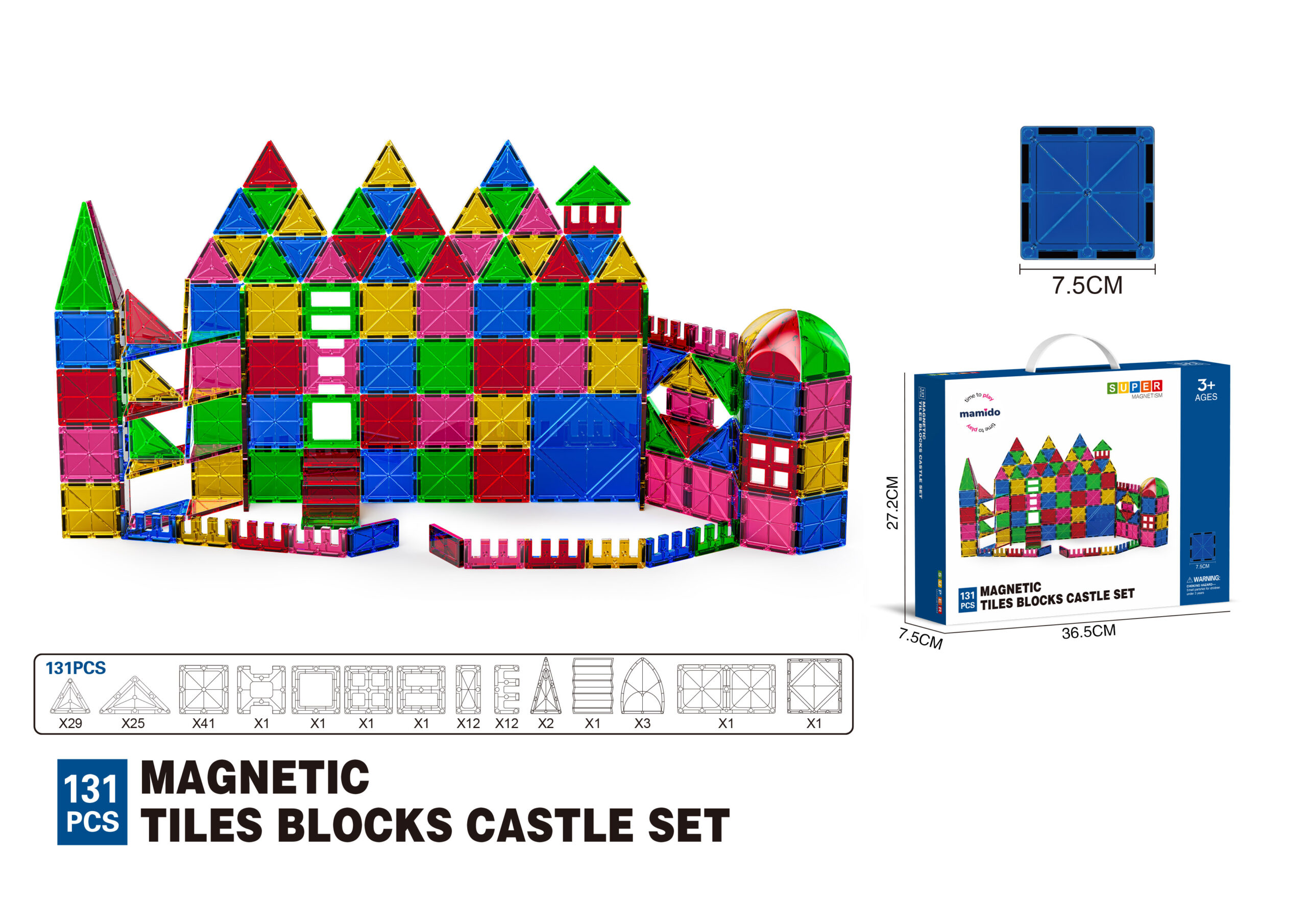 Barevná magnetická stavebnice 131 dílů XL MT1463