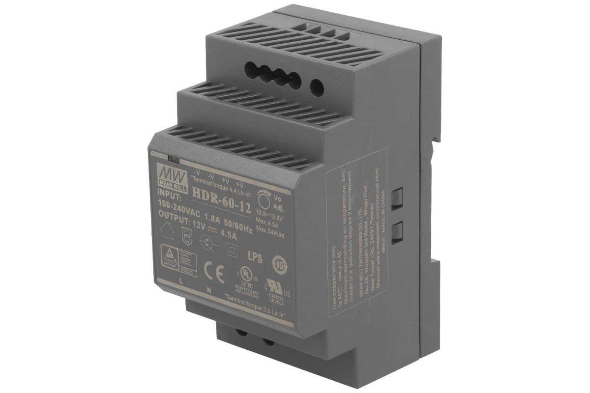 Spínaný zdroj na DIN lištu MEAN WELL HDR-60-12
