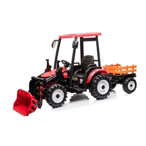 Dětský elektrický traktor Hercules s přívěsem 24V červený