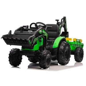 Dětský elektrický traktorbagr s přívěsem SX2068 zelený