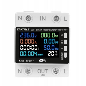Wifi chyrý ochranný spínač s měřením spotřeby na DIN lištu s displejem - TUYA