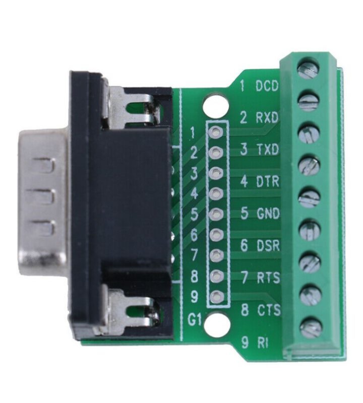D-Sub DE-9 samice s aretačními závity RS485 adaptér na svorkovnici