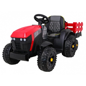Dětský elektrický traktor Farmer s vlečkou a lopatou červený