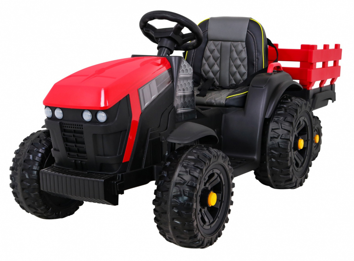 Dětský elektrický traktor Farmer s vlečkou a lopatou červený