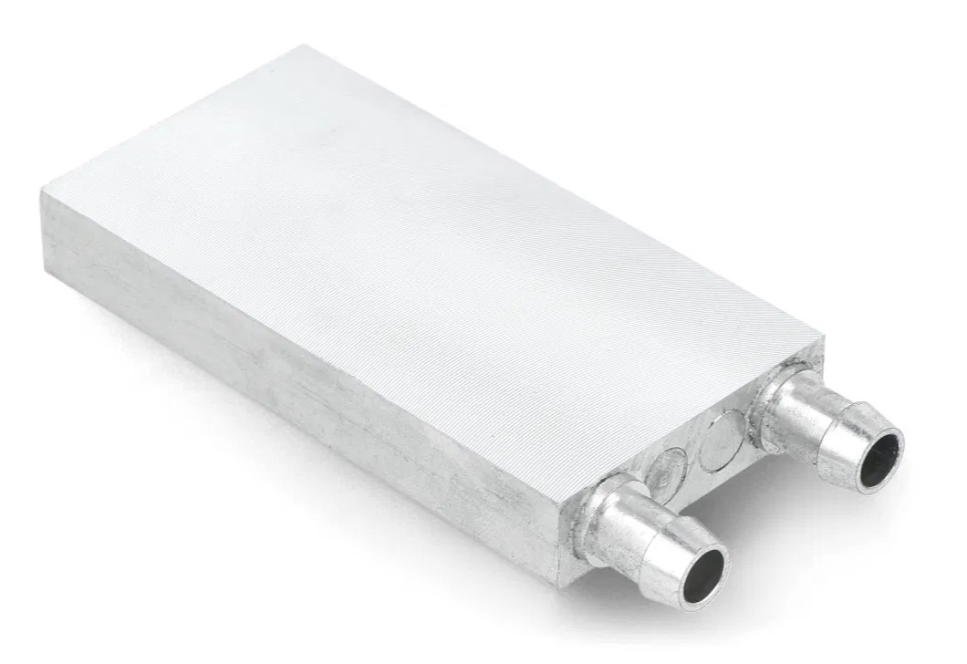 Vodní chladicí blok (water cooling plate) – 40 × 80 × 12 mm