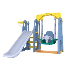 Dětská zahradní skluzavka s houpačkou 3v1 modro-žlutá