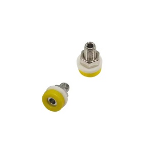 Zdířka s matičkou pro banánkové konektory 2mm - žlutá