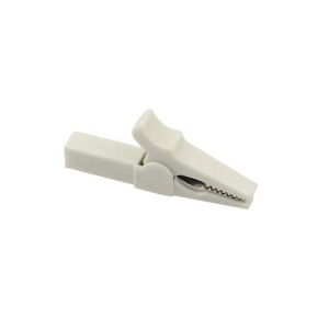 Krokodýlová svorka s banánkovým výstupem 4mm - Bílá