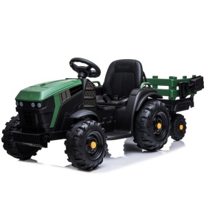 Dětský elektrický traktor Farmer s vlečkou a lopatou zelený 12V10Ah EVA kola