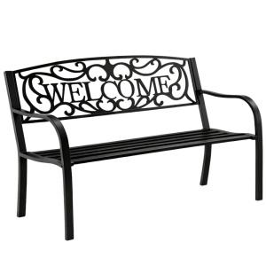 Zahradní kovová lavice pro 3 osoby WELCOME černá