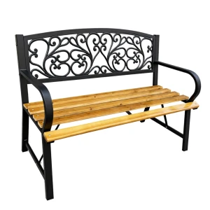 Zahradní kovová lavice s dřevem pro 2 osoby