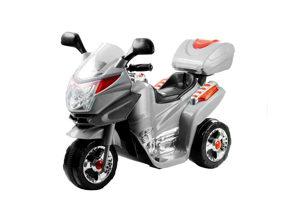 Dětská elektrická motorka stříbrná