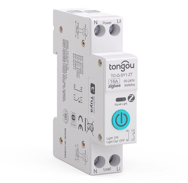 ZigBee 3.0 relé stykač TO-Q-SY1-ZT na DIN lištu - 16A