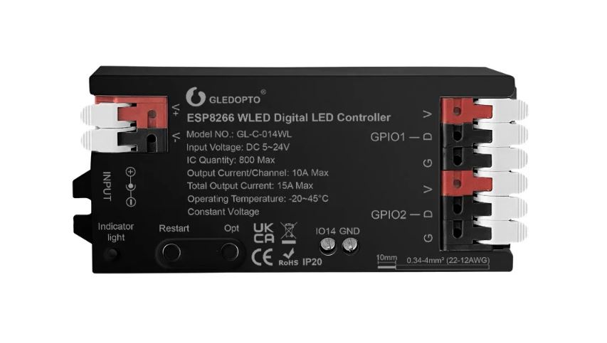 Wifi chytrý kontroler digitálních WLED pásků - ESP8266