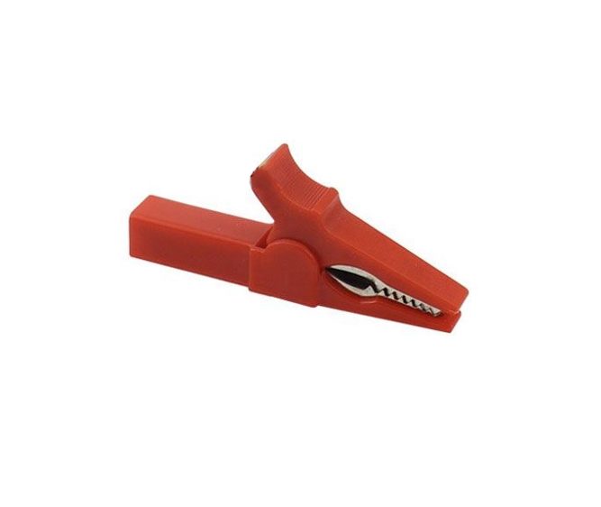 Krokodýlová svorka s banánkovým výstupem 4mm - Červená