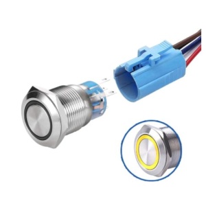 LED vodotěsný spínač 19 mm - Žluté podsvícení